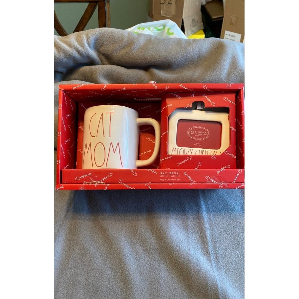 Rae Dunn CAT MOM Mug And Ornament Set